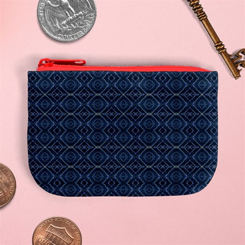 Blue Diamonds Motif Fancy Pattern Design Mini Coin Purse from ArtsNow.com Front