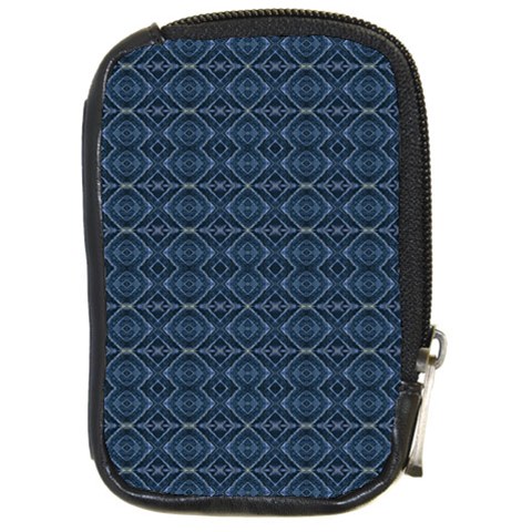 Blue Diamonds Motif Fancy Pattern Design Compact Camera Leather Case from ArtsNow.com Front