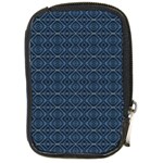 Blue Diamonds Motif Fancy Pattern Design Compact Camera Leather Case