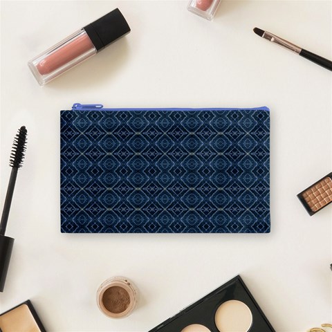 Blue Diamonds Motif Fancy Pattern Design Cosmetic Bag (Small) from ArtsNow.com Front