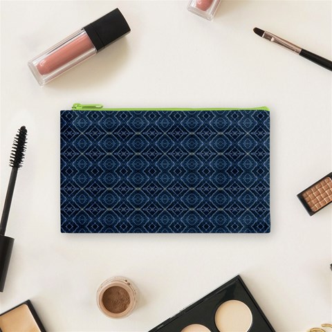 Blue Diamonds Motif Fancy Pattern Design Cosmetic Bag (Small) from ArtsNow.com Front