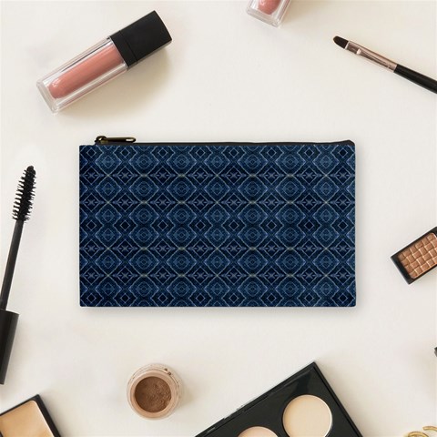 Blue Diamonds Motif Fancy Pattern Design Cosmetic Bag (Small) from ArtsNow.com Front