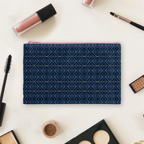 Blue Diamonds Motif Fancy Pattern Design Cosmetic Bag (Medium) from ArtsNow.com Front