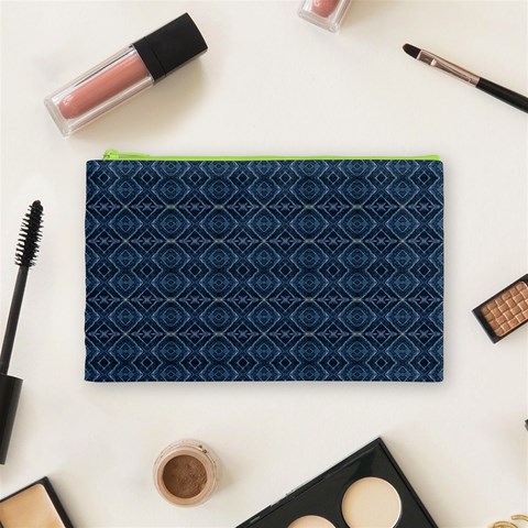 Blue Diamonds Motif Fancy Pattern Design Cosmetic Bag (Medium) from ArtsNow.com Front