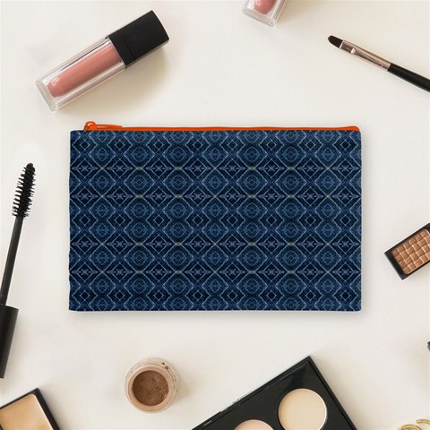 Blue Diamonds Motif Fancy Pattern Design Cosmetic Bag (Medium) from ArtsNow.com Front