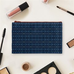 Blue Diamonds Motif Fancy Pattern Design Cosmetic Bag (Medium) from ArtsNow.com Front