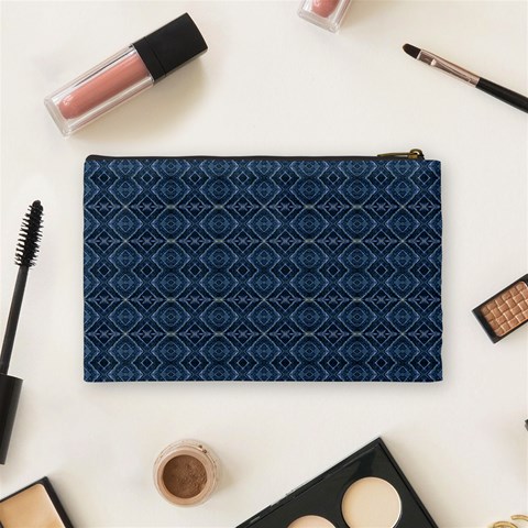 Blue Diamonds Motif Fancy Pattern Design Cosmetic Bag (Medium) from ArtsNow.com Back
