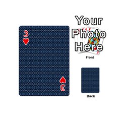 Blue Diamonds Motif Fancy Pattern Design Playing Cards 54 Designs (Mini) from ArtsNow.com Front - Heart3
