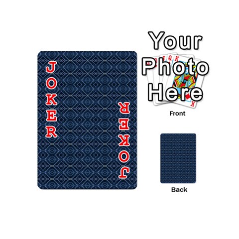 Blue Diamonds Motif Fancy Pattern Design Playing Cards 54 Designs (Mini) from ArtsNow.com Front - Joker2