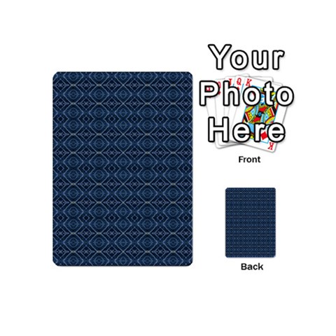 Blue Diamonds Motif Fancy Pattern Design Playing Cards 54 Designs (Mini) from ArtsNow.com Back