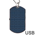 Blue Diamonds Motif Fancy Pattern Design Dog Tag USB Flash (Two Sides)