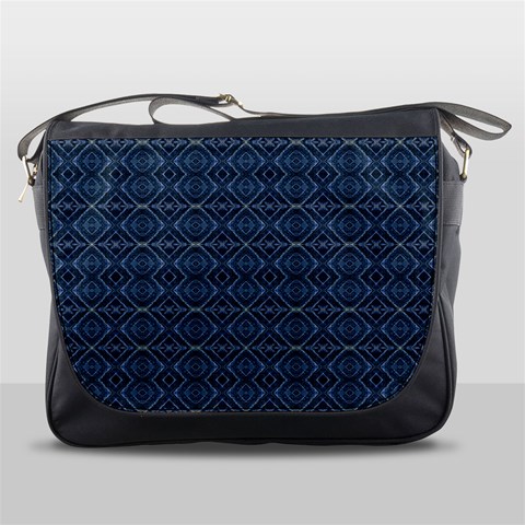 Blue Diamonds Motif Fancy Pattern Design Messenger Bag from ArtsNow.com Front