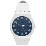 Blue Diamonds Motif Fancy Pattern Design Round Plastic Sport Watch (M)