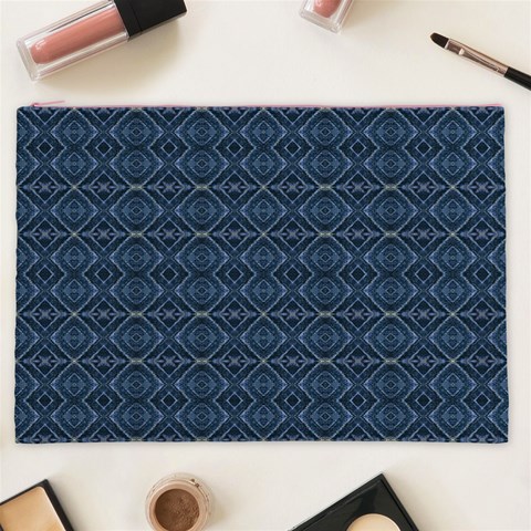 Blue Diamonds Motif Fancy Pattern Design Cosmetic Bag (XXL) from ArtsNow.com Front