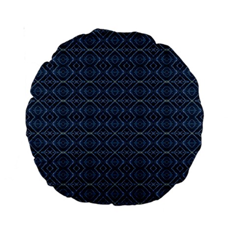 Blue Diamonds Motif Fancy Pattern Design Standard 15  Premium Round Cushions from ArtsNow.com Back