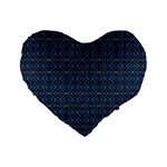 Blue Diamonds Motif Fancy Pattern Design Standard 16  Premium Heart Shape Cushions