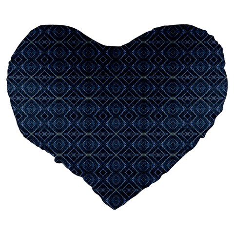 Blue Diamonds Motif Fancy Pattern Design Large 19  Premium Heart Shape Cushions from ArtsNow.com Back