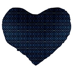 Blue Diamonds Motif Fancy Pattern Design Large 19  Premium Heart Shape Cushions from ArtsNow.com Back