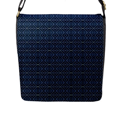 Blue Diamonds Motif Fancy Pattern Design Flap Closure Messenger Bag (L) from ArtsNow.com Front