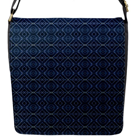 Blue Diamonds Motif Fancy Pattern Design Flap Closure Messenger Bag (S) from ArtsNow.com Front