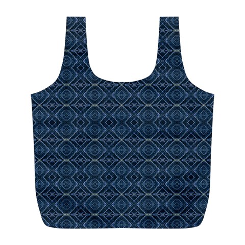 Blue Diamonds Motif Fancy Pattern Design Full Print Recycle Bag (L) from ArtsNow.com Back