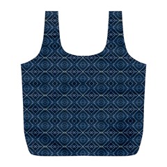 Blue Diamonds Motif Fancy Pattern Design Full Print Recycle Bag (L) from ArtsNow.com Back