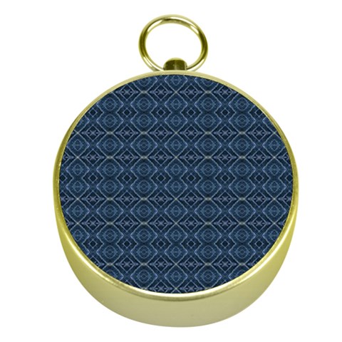 Blue Diamonds Motif Fancy Pattern Design Gold Compasses from ArtsNow.com Front