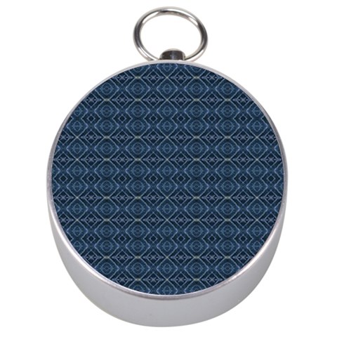 Blue Diamonds Motif Fancy Pattern Design Silver Compasses from ArtsNow.com Front