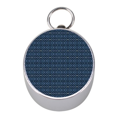 Blue Diamonds Motif Fancy Pattern Design Mini Silver Compasses from ArtsNow.com Front
