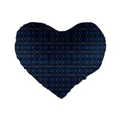 Blue Diamonds Motif Fancy Pattern Design Standard 16  Premium Flano Heart Shape Cushions from ArtsNow.com Front