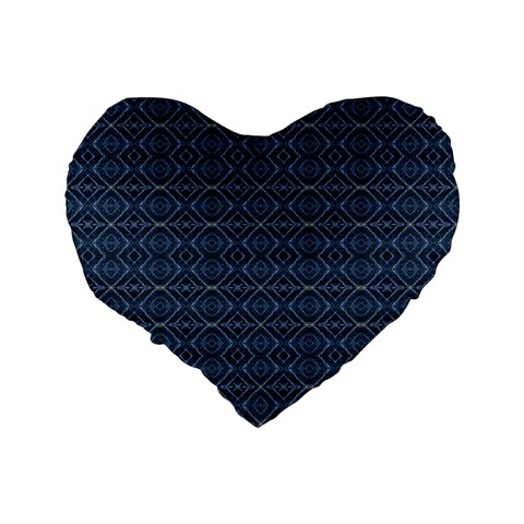 Blue Diamonds Motif Fancy Pattern Design Standard 16  Premium Flano Heart Shape Cushions from ArtsNow.com Back