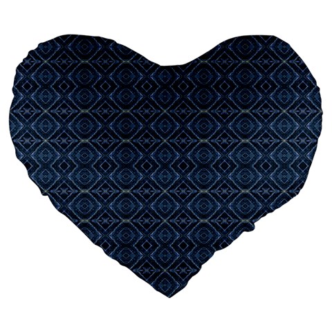 Blue Diamonds Motif Fancy Pattern Design Large 19  Premium Flano Heart Shape Cushions from ArtsNow.com Front
