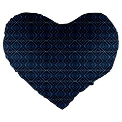 Blue Diamonds Motif Fancy Pattern Design Large 19  Premium Flano Heart Shape Cushions from ArtsNow.com Front