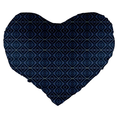 Blue Diamonds Motif Fancy Pattern Design Large 19  Premium Flano Heart Shape Cushions from ArtsNow.com Back