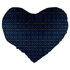 Blue Diamonds Motif Fancy Pattern Design Large 19  Premium Flano Heart Shape Cushions from ArtsNow.com Back