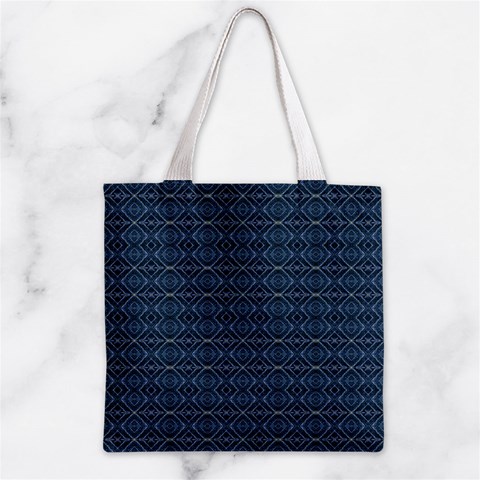 Blue Diamonds Motif Fancy Pattern Design Zipper Grocery Tote Bag from ArtsNow.com Back