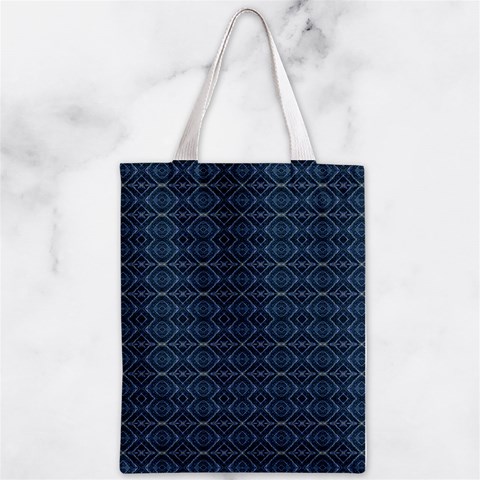 Blue Diamonds Motif Fancy Pattern Design Zipper Classic Tote Bag from ArtsNow.com Back