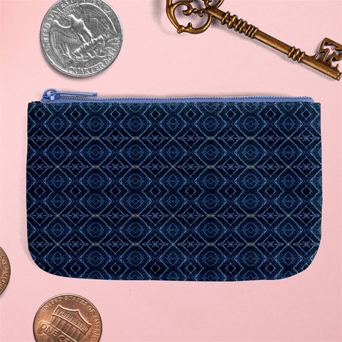 Blue Diamonds Motif Fancy Pattern Design Large Coin Purse from ArtsNow.com Front