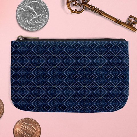 Blue Diamonds Motif Fancy Pattern Design Large Coin Purse from ArtsNow.com Front