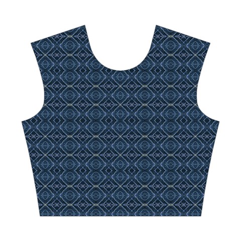 Blue Diamonds Motif Fancy Pattern Design Cotton Crop Top from ArtsNow.com Front