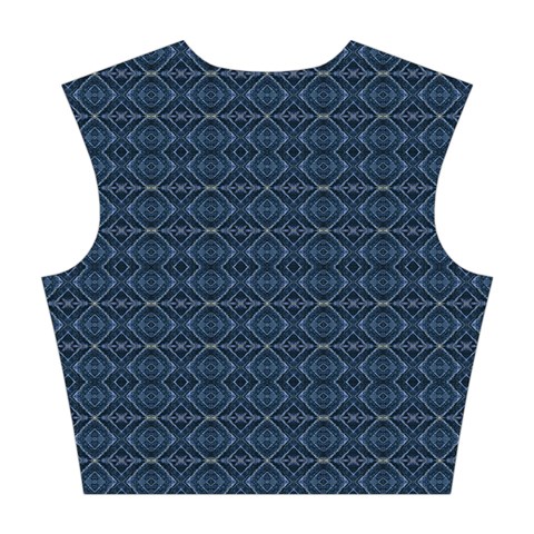 Blue Diamonds Motif Fancy Pattern Design Cotton Crop Top from ArtsNow.com Back