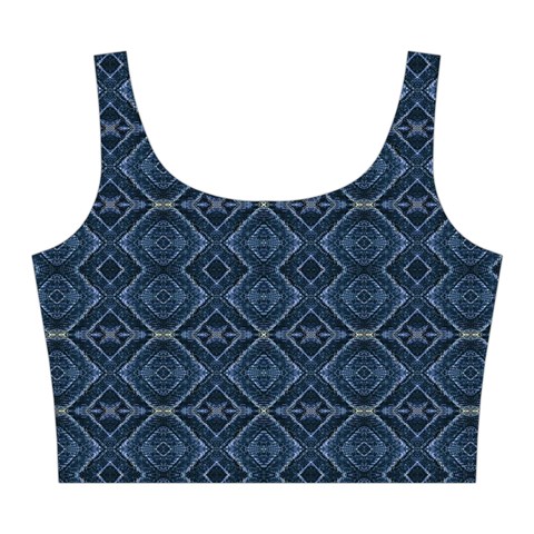 Blue Diamonds Motif Fancy Pattern Design Midi Sleeveless Dress from ArtsNow.com Top Front