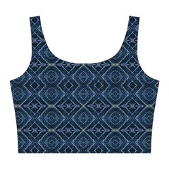 Blue Diamonds Motif Fancy Pattern Design Midi Sleeveless Dress from ArtsNow.com Top Front