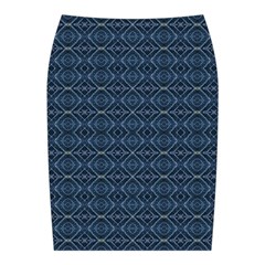 Blue Diamonds Motif Fancy Pattern Design Midi Wrap Pencil Skirt from ArtsNow.com Back