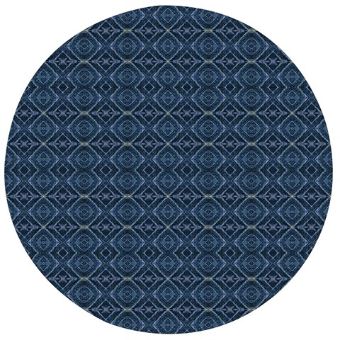 Blue Diamonds Motif Fancy Pattern Design Wooden Bottle Opener (Round) from ArtsNow.com Front