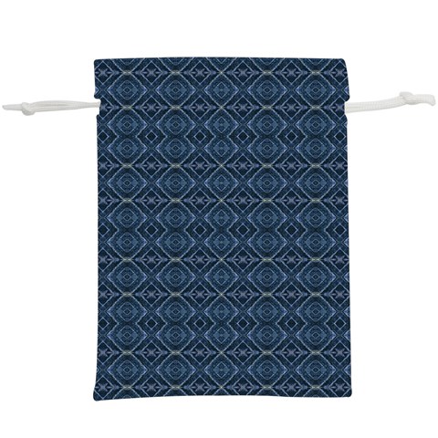 Blue Diamonds Motif Fancy Pattern Design Lightweight Drawstring Pouch (XL) from ArtsNow.com Front