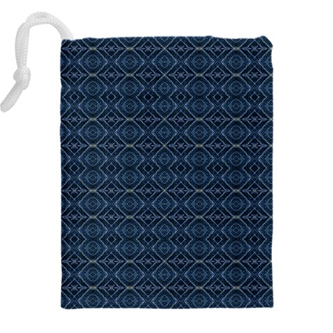 Blue Diamonds Motif Fancy Pattern Design Drawstring Pouch (4XL) from ArtsNow.com Back