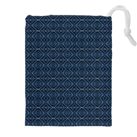 Blue Diamonds Motif Fancy Pattern Design Drawstring Pouch (5XL) from ArtsNow.com Front