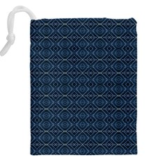 Blue Diamonds Motif Fancy Pattern Design Drawstring Pouch (5XL) from ArtsNow.com Back