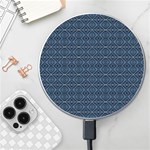 Blue Diamonds Motif Fancy Pattern Design Wireless Fast Charger(White)